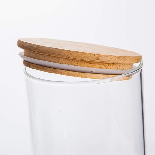 Glass Food Storage Containers, Food Jars with Bamboo Wooden Lids - Set